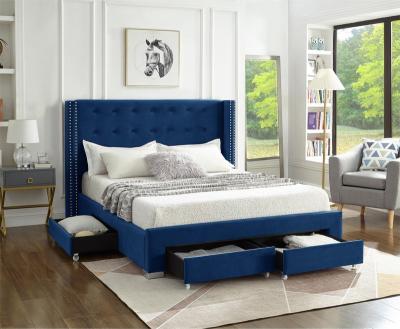 China Storage Drawer New Professional Canvas Bed Upholstered Button Tufted Bed Furniture for sale