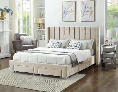 China Professional Upholstered Storage Furniture Velvet Queen Bed Upholstered Storage Bed With Drawers for sale