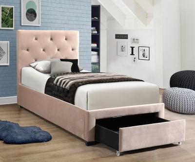 China Hot Selling Storage Product Manufacturer Supplier Tufted Button Upholstered Twin Bed Kids Bed for sale