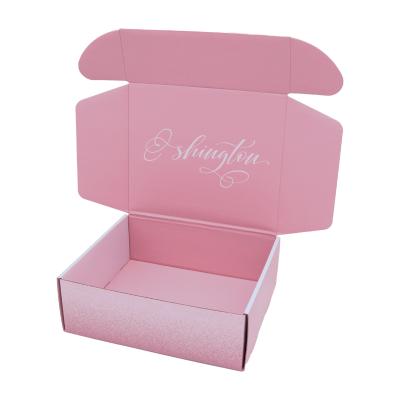 China Wholesale Custom Recyclable Corrugated Pink Logo Skin Care Packaging Cardboard Cartons Clothing Mailing Shipping Cartons for sale