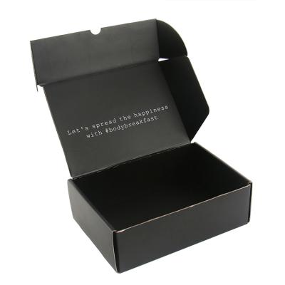 China Recycled materials wholesale custom branded logo fancy black paper corrugated mailer cosmetic shipping boxes for shoes for sale