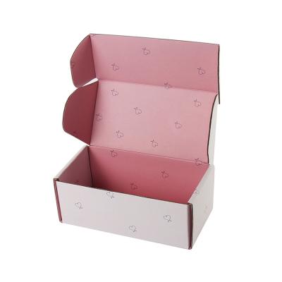 China Recycled Materials Pink White Wrinkled Foldable Mailing Box Custom Logo Printing Gift Packaging For Clothes Casa De Envoi NC Accept; GUA Maxonn for sale