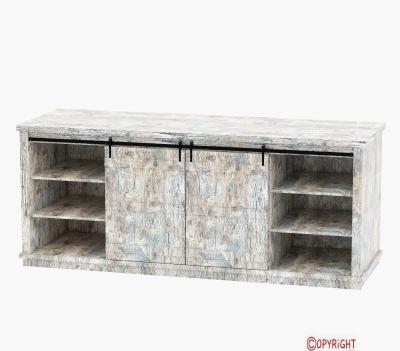 China (Size)Adjustable Modern Wooden Distressed Sliding Barn Door Cabinet Living Room TV Stand Furniture for sale