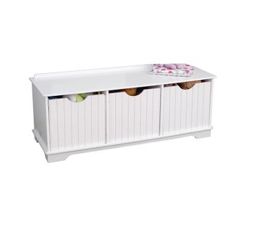 China Hot Selling Style Modern Child Toy Chest Wooden White Storage Bench for sale