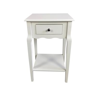 China Elegant French Style Modern White Nightstand Bedside Corner Table Coffee Table With One Drawer en venta