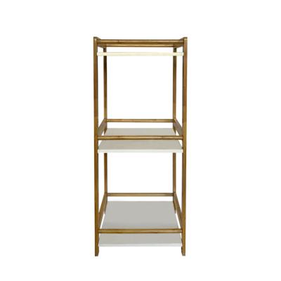 China Eco - Friendly French White Bamboo Framed 3 Tier MDF Bathroom Storage Shelf en venta