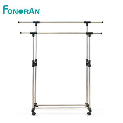 China Clothes Hanging Stainless Steel Laundry Hanger Rack Double Pole Rack Clothes for sale