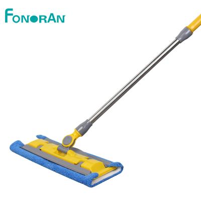 China Sustainable Retractable Telescopic Dust Pole Microfiber Floor Cleaning Flat Mop for sale