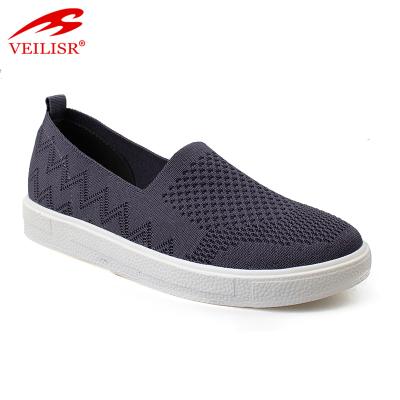 China Breathable Outdoor Summer Knit Fabric Ladies Slip On Flats Women Casual Shoes for sale