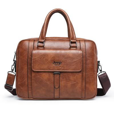 China Vintage Multifunctional Business Casual Dress PU Handbag Men Briefcase Waterproof Leather Laptop Bag for sale