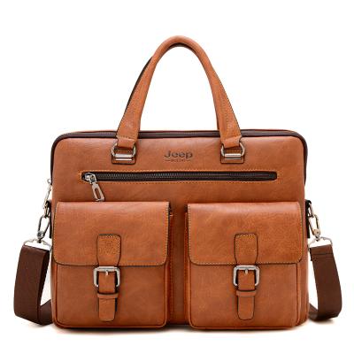 China Vintage Multifunctional Business Casual Dress PU Handbag Men Briefcase Waterproof Leather Laptop Bag for sale