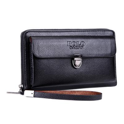 China Hot Selling Waterproof Designs Multifunctional Card Holder Wallet Phone Pocket Classic PU Leather Black Soft Clutch Wallet for sale