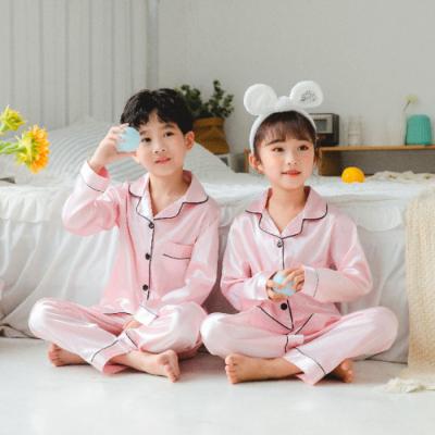 China Breathable Pijamas Para Mujer Pajamas Long Pants Children 2 Piece Satin Sleep Wear Cartoon Kids Longsleeve Girl Silk Pajamas Set Pajamas for sale