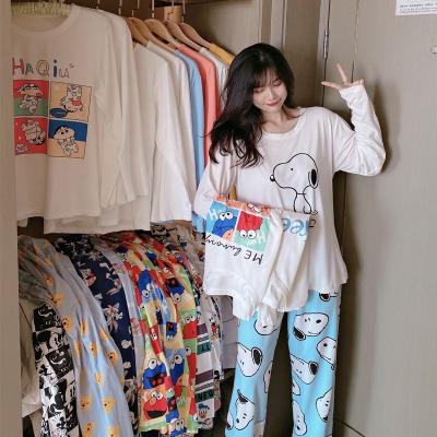 China 2021 Grosir Piyama Pajamas China QUICK DRY Women'S Pajamas Autumn And Winter New Lovely Long Pijama Manga Larga Two Piece Sleepwear for sale