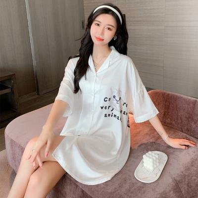 China Silky Lady Plus Size Nightgowns QUICK DRY Pijama Seda Piyama De Mujer Daster Rayon Satin Pajamas Women Sleepwear Girl Nightgown Sleep Wear for sale