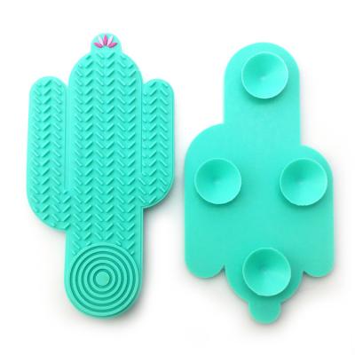 China Cactus Shaped Silicone Brush Pad Makeup Clean Brush Cleaner With Suction for sale