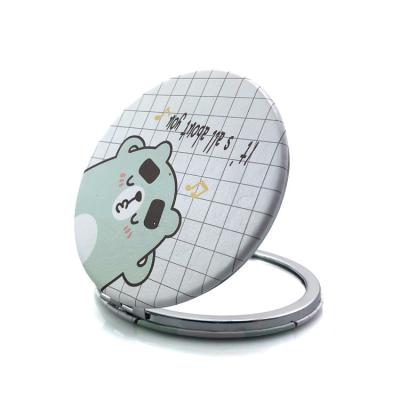 China Small Round Magnifying PU Mirror Makeup Mirror Cosmetic Compact Compact for sale