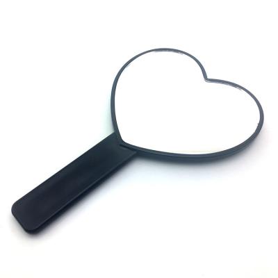 China Classic Black Table Mirror Heart-shape Custom Makeup Mirror With Handle for sale