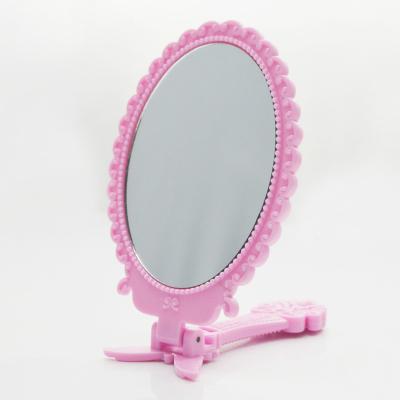 China Custom Plastic Hand Mirror Foldable Antique Rose Hand Mirror for sale