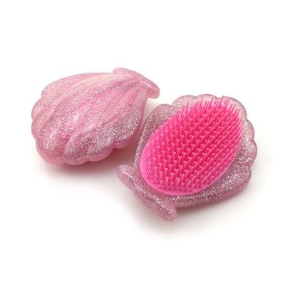 China Shell Shape Cute Hair Brush Popular Home For Kids Hair Brush For Gift for sale