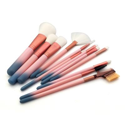 China Soft And Comfortable 12PC Makeup Smudge Brush Set With Gradient Plastic Handle for sale