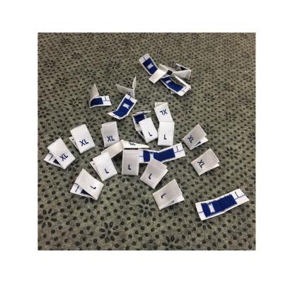 China S M Size Label Tags Washable Woven Clothing Labels Size Labels End Woven Folded Neck Tags Labels For Clothing And Pants for sale