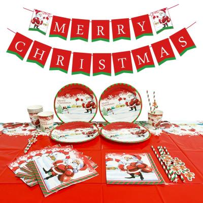 China Christmas Decoration Christmas Party Supplies Beautiful Party Decors Disposable Tableware - 16 Servings for sale