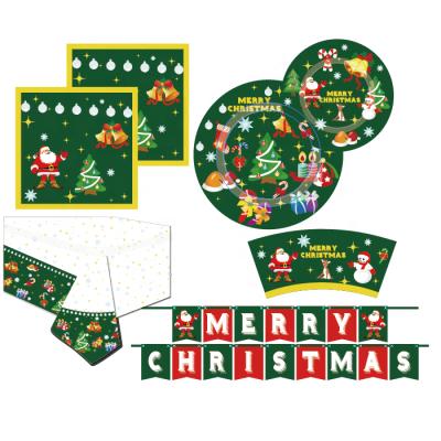 China Christmas Theme Paper Party Supplies 16 Dinnerware Set Servings, 114 Pieces Perfect for Christmas and New Year for sale