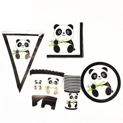 China Brithday Party Panda Theme Birthday Party Decorations Plates Panda Topic Banners Plates Napkins Popcorn Boxes Party Tableware Set for sale