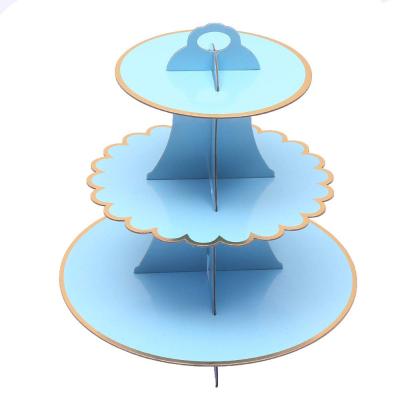 China To Wedding 3-Tier Cardboard Cupcake Stand Cake Paper Holder For Birthday Wedding Special Event Decoration Baby Shower Party Ornament for sale