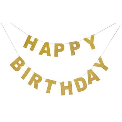 China Brithday Party Gold Glitter Happy Birthday Banner Birthday Party Decorations Gold Glitter Happy Birthday Sign Gold Party Supply for sale