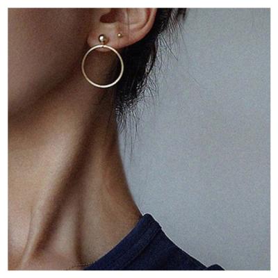 China Fashion Small Metal Ball Casual Punk Gold Silver Round Circle Dangle Earrings for sale