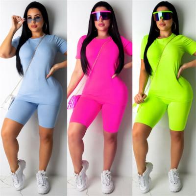 China QUICK DRY Casual Crop Women's Fitness Workout Clothes Top Tracksuit Suits Teams Two Piece Set for sale