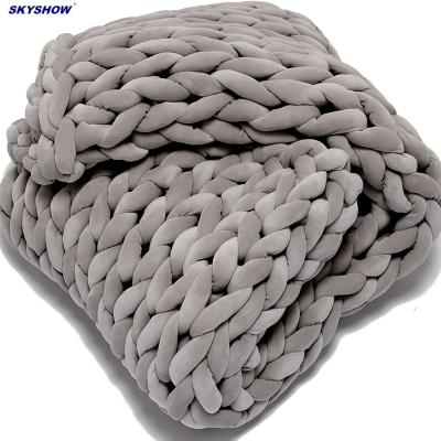 China Wholesale Anti-pilling Washable No Pillling Arms Knitting Bulky Yarn Hand Knitting Chunky Knitted Weighted Blanket for sale