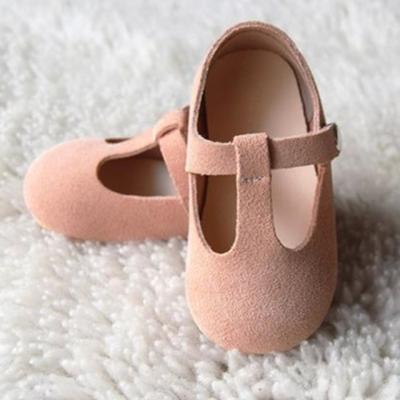 China Nude Pink Leather Baby Shoes Birthday Flat Outfit T Strap Toddler Toddler Shoes Gift For Baby Shoes Girl for sale