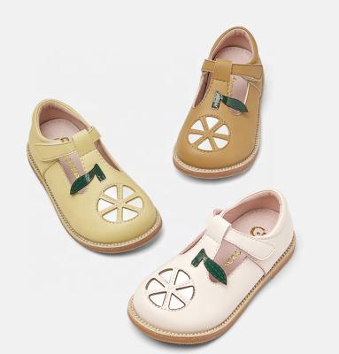 China 2021 Cute Round Lemon Princess Shoes For Girls Cute Rubber Sole Children's Leather Upper Stylish Shoes for sale