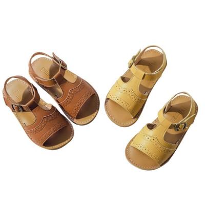 China Factory Direct Sales Summer Round Children's Boys Girls Sandals Shoes Leather Trim Retro Children's Flat Sandals for sale