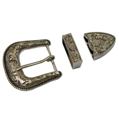 China 3pcs buckle set factory sale hot sales various widely western 3 piece belt buckle set for sale