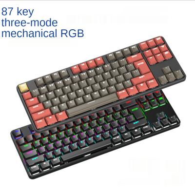 China Wired And Wireless Anti-ghosting RGB Backlight Keyboard With Green 87 Key Axis Mechanical Keyboard For Gaming for sale