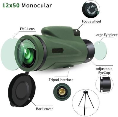 China Civilian Telescope OEM/ODM Super Clear Good Price Waterproof 12x50 HD Outdoor Normal Monocular Telescope For Boating for sale