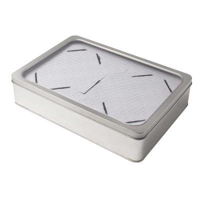 China Recyclable Customizable Rectangular Gift Box With Big Windows Food Metal Tin Box for sale