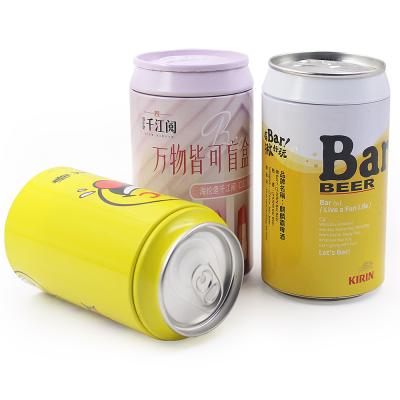 China Recyclable 330ml Beer Shape Gift Tin Can Metal Box For Drinks Socks Packaging New Tin Box Shape Blind Box Outer Packaging for sale