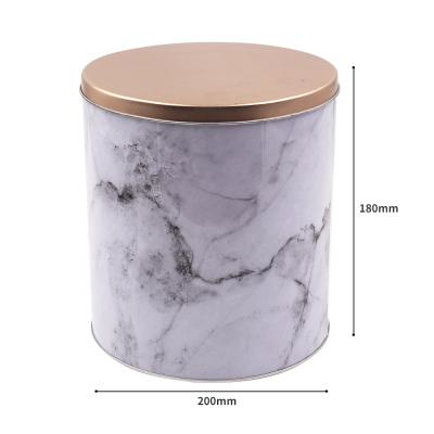 China Recyclable Rose Gold Color Marble Round Cans Customizable Large Capacity Cookie Candy Skin Care Product Sets Popular Tin Cans Food Cans for sale