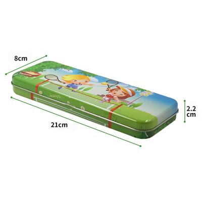 China Recyclable Customized Children's Pencil Tin Box With Hinge 3-12 Years Children Learning Stationery for sale