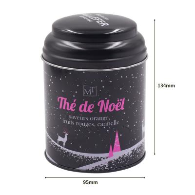 China Round Shape Christmas 100g Recyclable Cookie Tin Box With Lid Special Tin Box Hot-selling Metal Tin Box for sale