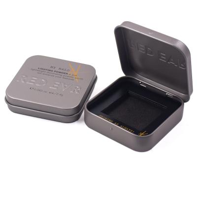 China Recyclable portable battery tin box with square hinge tin box can be customized hot selling small square box with EVA liner for sale