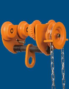 China Jib Crane Push Travel Trolley Hoist , Chain Sling 10 Ton Geared Chain Block Trolley for sale