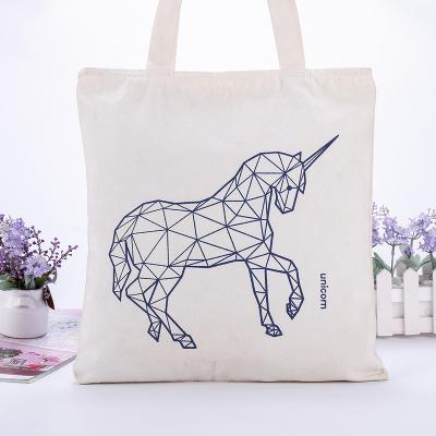 China Portable Custom Canvas Tote Bag Unicorn Durable Grocery School Bag Reusable Shopping Bag Gift for Women Girls Ladies for sale