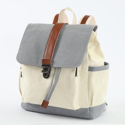 China Fashion Large Capacity Women Man Cotton Canvas Anti-theft Drawstring Backpack For Travel Rucksacks for sale