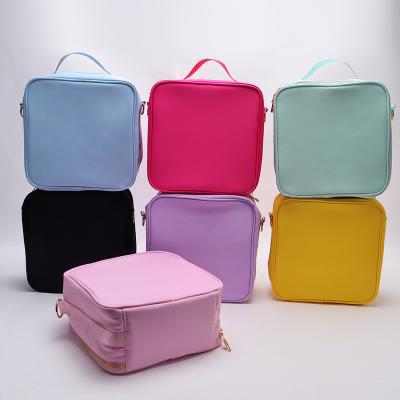 China Fashion Keymay Fashion Portable Candy Color Oxford Cloth Double Deck Adult Lunch Bag Thermal Picnic Cooler Bag For Back To School for sale